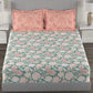 MYTRIDENT Green White Ethnic Motifs Cotton 144 TC Queen Bedsheet With 2 Pillow Covers - Swadesiicart