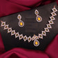 Tehzeeb Creations Yellow Colour Ad Studded Necklace Jewellery Set With Matching Earrings For Women And Girls - Swadesiicart