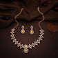 Tehzeeb Creations Yellow Colour Ad Studded Necklace Jewellery Set With Matching Earrings For Women And Girls - Swadesiicart