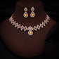 Tehzeeb Creations Yellow Colour Ad Studded Necklace Jewellery Set With Matching Earrings For Women And Girls - Swadesiicart