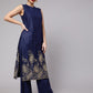 Aks Paisley Embroidered Band Collar Kurta with Palazzos