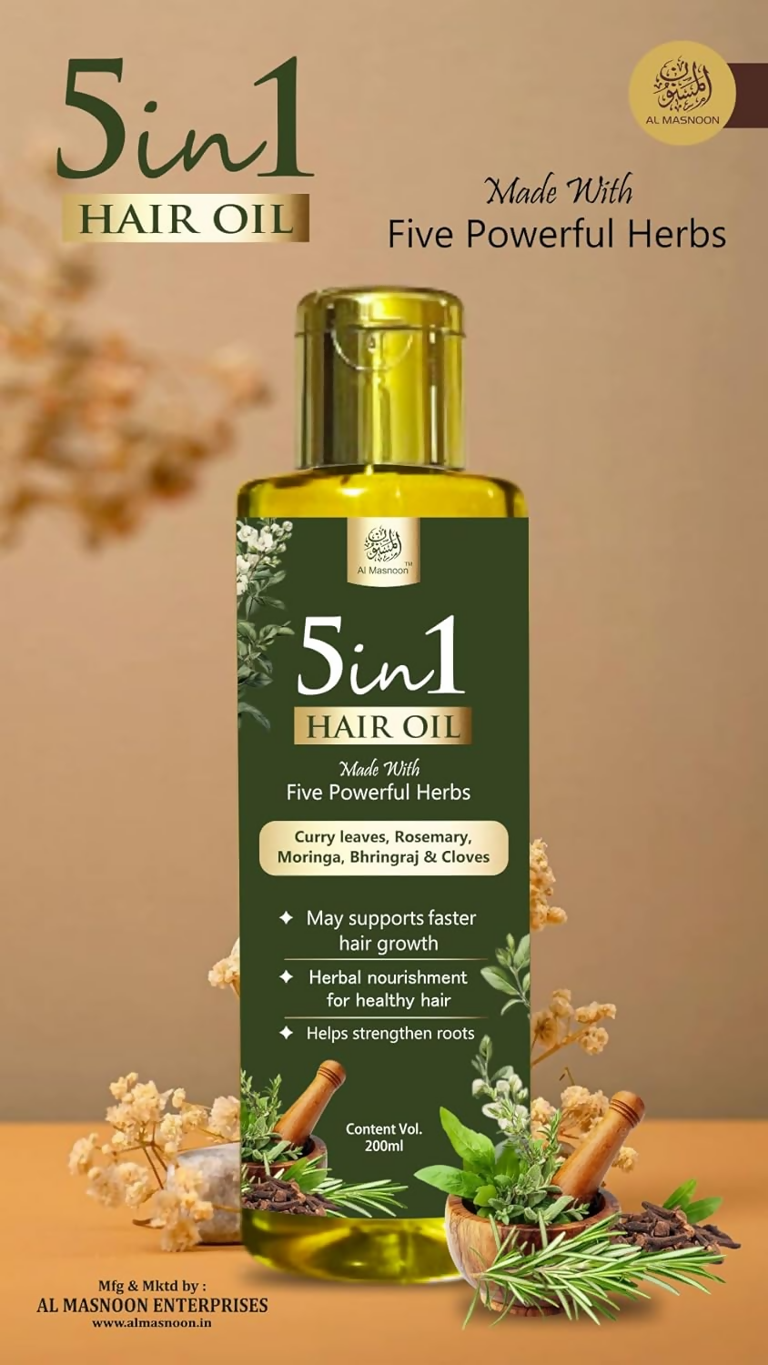 Al Masnoon 5-in-1 Herbal Shampoo & Hair Oil Combo