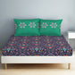 SPACES Aurum Blue Ethnic Motifs Pure Cotton140 TC Queen Bedsheet with 2 Pillow Covers - Swadesiicart