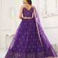 Aastha Fashion Purple Butterfly Net Tone To Tone Thread Work And Sandwich Sequence Work Embroidery Wedding Wear Lehenga Choli
