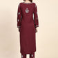 HOUSE OF KARI Floral Embroidered Chikankari Pure Cotton Straight Kurta With Trousers | Swadesiicart