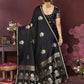 Joban Fashion Black Floral Motifs Banarasi Silk Sarees | Swadesiicart