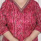 Miravan Women's Plus Size Bandhej Printed Rayon Kurta Magenta - Swadesiicart