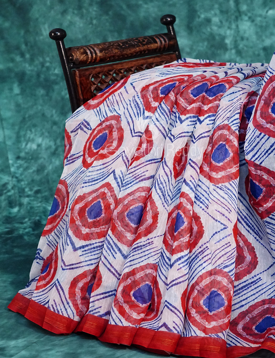 Milk White Colour With Bandhni Design All Over Semi Chanderi Saree By Gayathri Reddy Designer Studio | Swadesiicart
