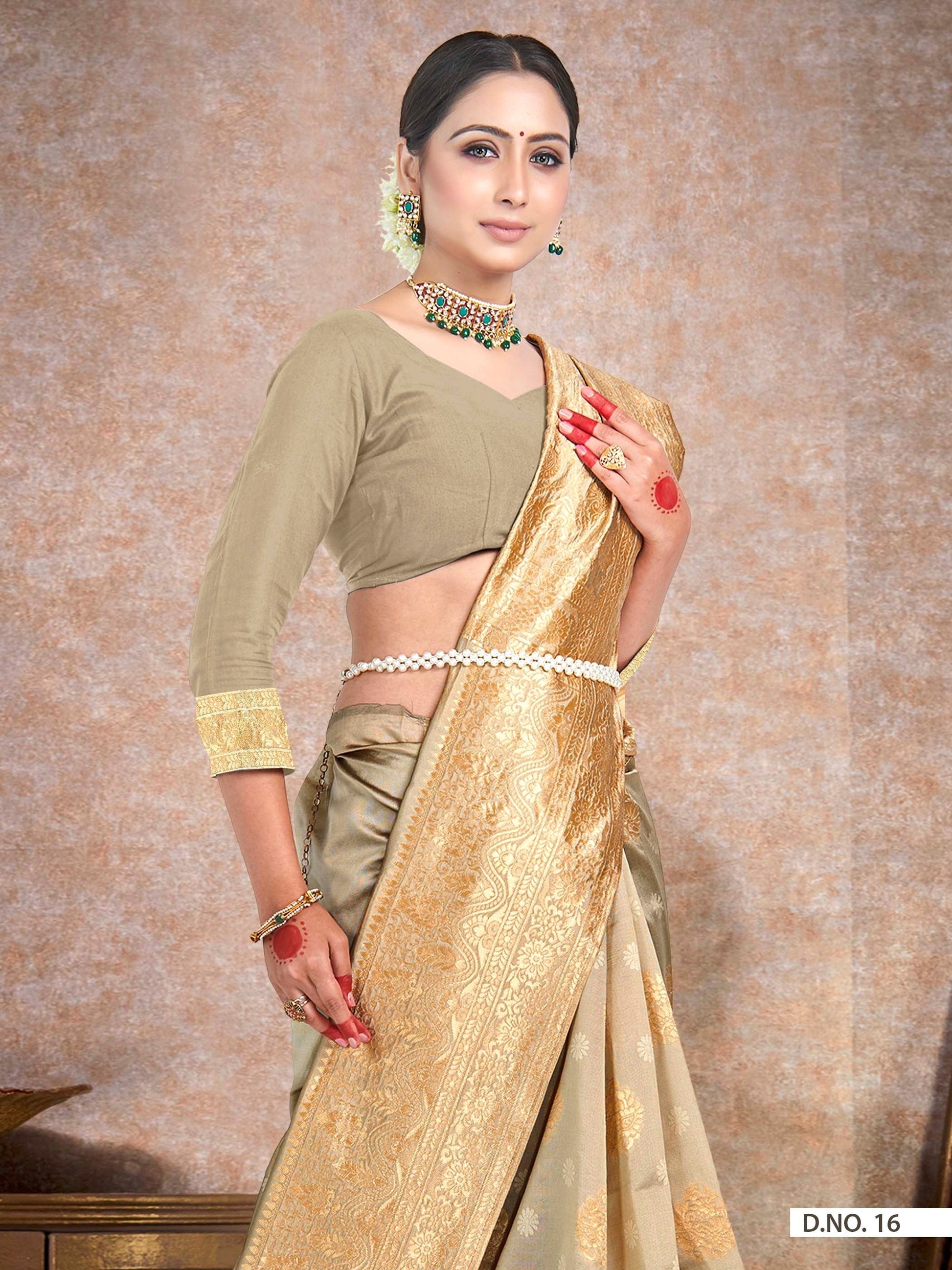 Vardha Oyster Yellow Woven Banarasi Saree | Swadesiicart