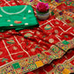 Lorenvalley Fashion Premium Red Dola Silk Embroidery and Diamond work with Jacquard Lace Border Saree - Swadesiicart