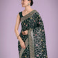 Monjolika Fashion Dark Green Zari Woven Banarasi Classic Satin Silk Saree | Swadesiicart