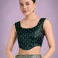 Monjolika Fashion Dark Green Zari Woven Banarasi Classic Satin Silk Saree | Swadesiicart