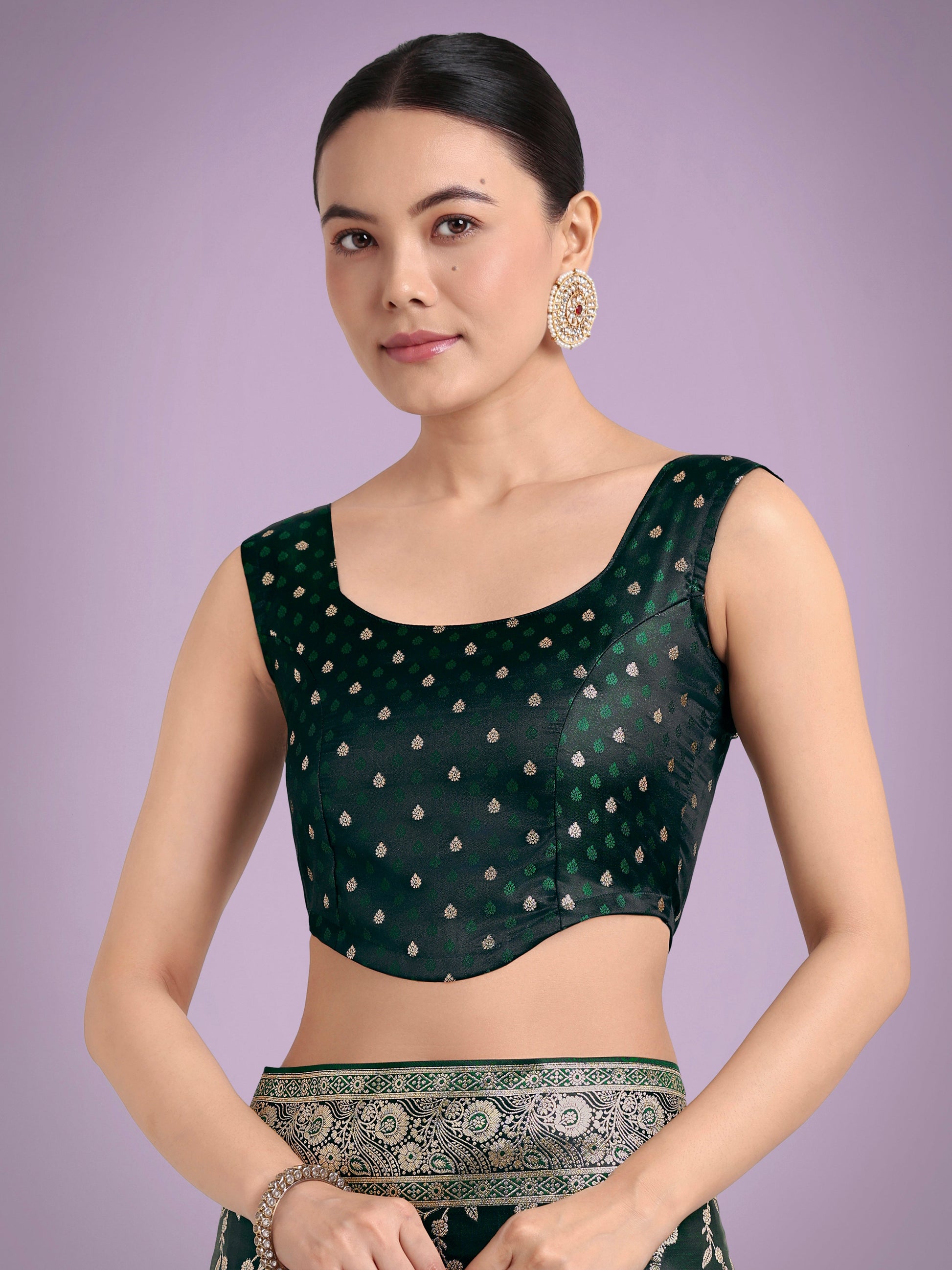 Monjolika Fashion Dark Green Zari Woven Banarasi Classic Satin Silk Saree | Swadesiicart
