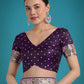 Monjolika Fashion Dark Purple Zari Woven Banarasi Classic Satin Silk Saree | Swadesiicart