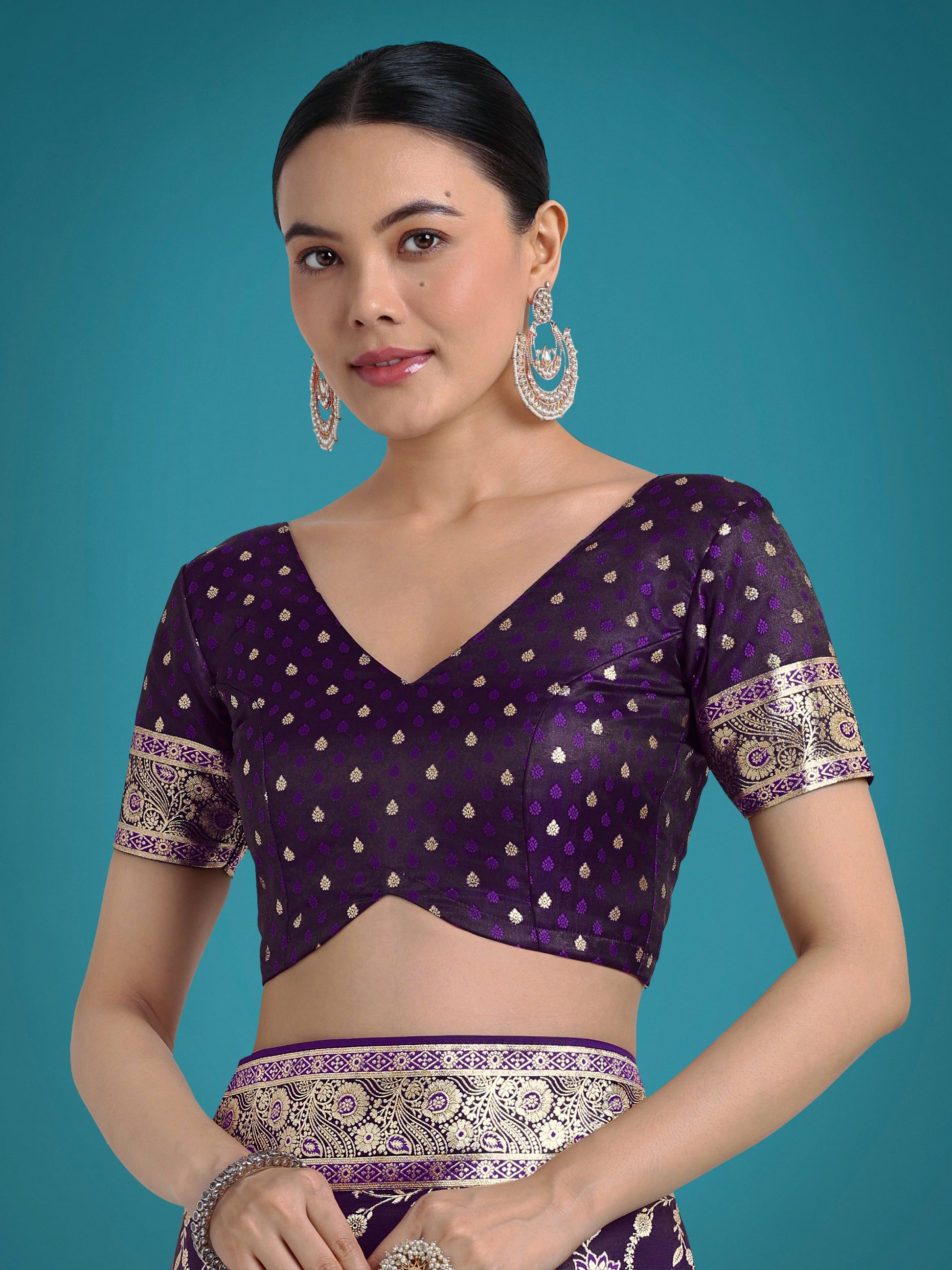 Monjolika Fashion Dark Purple Zari Woven Banarasi Classic Satin Silk Saree | Swadesiicart