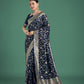 Monjolika Fashion Dark Blue Zari Woven Banarasi Classic Satin Silk Saree | Swadesiicart