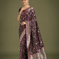Monjolika Fashion Wine Zari Woven Banarasi Classic Satin Silk Saree | Swadesiicart