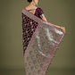 Monjolika Fashion Wine Zari Woven Banarasi Classic Satin Silk Saree | Swadesiicart