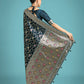 Monjolika Fashion Dark Teal Zari Woven Banarasi Classic Satin Silk Saree | Swadesiicart