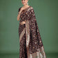 Monjolika Fashion Maroon Zari Woven Banarasi Classic Satin Silk Saree | Swadesiicart