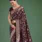 Monjolika Fashion Maroon Zari Woven Banarasi Classic Satin Silk Saree | Swadesiicart
