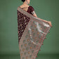 Monjolika Fashion Maroon Zari Woven Banarasi Classic Satin Silk Saree | Swadesiicart