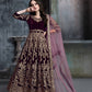 Anaita Dark Purple Embroidered Velvet Patiala Suit