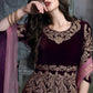 Anaita Dark Purple Embroidered Velvet Patiala Suit