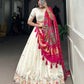 Lorenvalley Off White Khadi cotton Sequins And Thread Embroidery Work Lehenga Choli | Swadesiicart