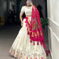 Lorenvalley Off White Khadi cotton Sequins And Thread Embroidery Work Lehenga Choli | Swadesiicart