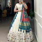 Lorenvalley Off White Khadi cotton Sequins And Thread Embroidery Work Lehenga Choli | Swadesiicart
