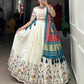 Lorenvalley Off White Khadi cotton Sequins And Thread Embroidery Work Lehenga Choli | Swadesiicart