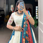 Lorenvalley Off White Khadi cotton Sequins And Thread Embroidery Work Lehenga Choli | Swadesiicart