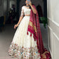 Lorenvalley Off White Khadi cotton Sequins And Thread Embroidery Work Lehenga Choli | Swadesiicart