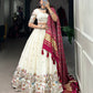 Lorenvalley Off White Khadi cotton Sequins And Thread Embroidery Work Lehenga Choli | Swadesiicart