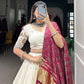 Lorenvalley Off White Khadi cotton Sequins And Thread Embroidery Work Lehenga Choli | Swadesiicart