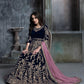 Anaita Navy Blue Embroidered Velvet Patiala Suit
