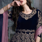 Anaita Navy Blue Embroidered Velvet Patiala Suit