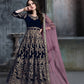 Anaita Navy Blue Embroidered Velvet Patiala Suit