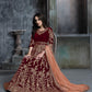 Anaita Maroon Embroidered Velvet Patiala Suit