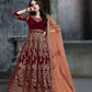 Anaita Maroon Embroidered Velvet Patiala Suit