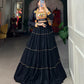 Lorenvalley Fashion Black Pure Rayon Plain With Gota Patti Touch Up Lehenga Choli with Koti | Swadesiicart