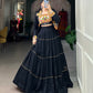 Lorenvalley Fashion Black Pure Rayon Plain With Gota Patti Touch Up Lehenga Choli with Koti | Swadesiicart