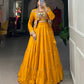 Lorenvalley Fashion Mustard Pure Rayon Plain With Gota Patti Touch Up Lehenga Choli with Koti | Swadesiicart