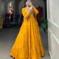 Lorenvalley Fashion Mustard Pure Rayon Plain With Gota Patti Touch Up Lehenga Choli with Koti | Swadesiicart
