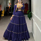 Lorenvalley Fashion Navyblue Pure Rayon Plain With Gota Patti Touch Up Lehenga Choli with Koti | Swadesiicart