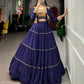 Lorenvalley Fashion Navyblue Pure Rayon Plain With Gota Patti Touch Up Lehenga Choli with Koti | Swadesiicart