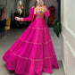 Lorenvalley Fashion Pink Pure Rayon Plain With Gota Patti Touch Up Lehenga Choli with Koti | Swadesiicart