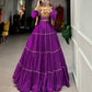 Lorenvalley Fashion Purple Pure Rayon Plain With Gota Patti Touch Up Lehenga Choli with Koti | Swadesiicart