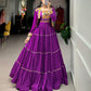 Lorenvalley Fashion Purple Pure Rayon Plain With Gota Patti Touch Up Lehenga Choli with Koti | Swadesiicart